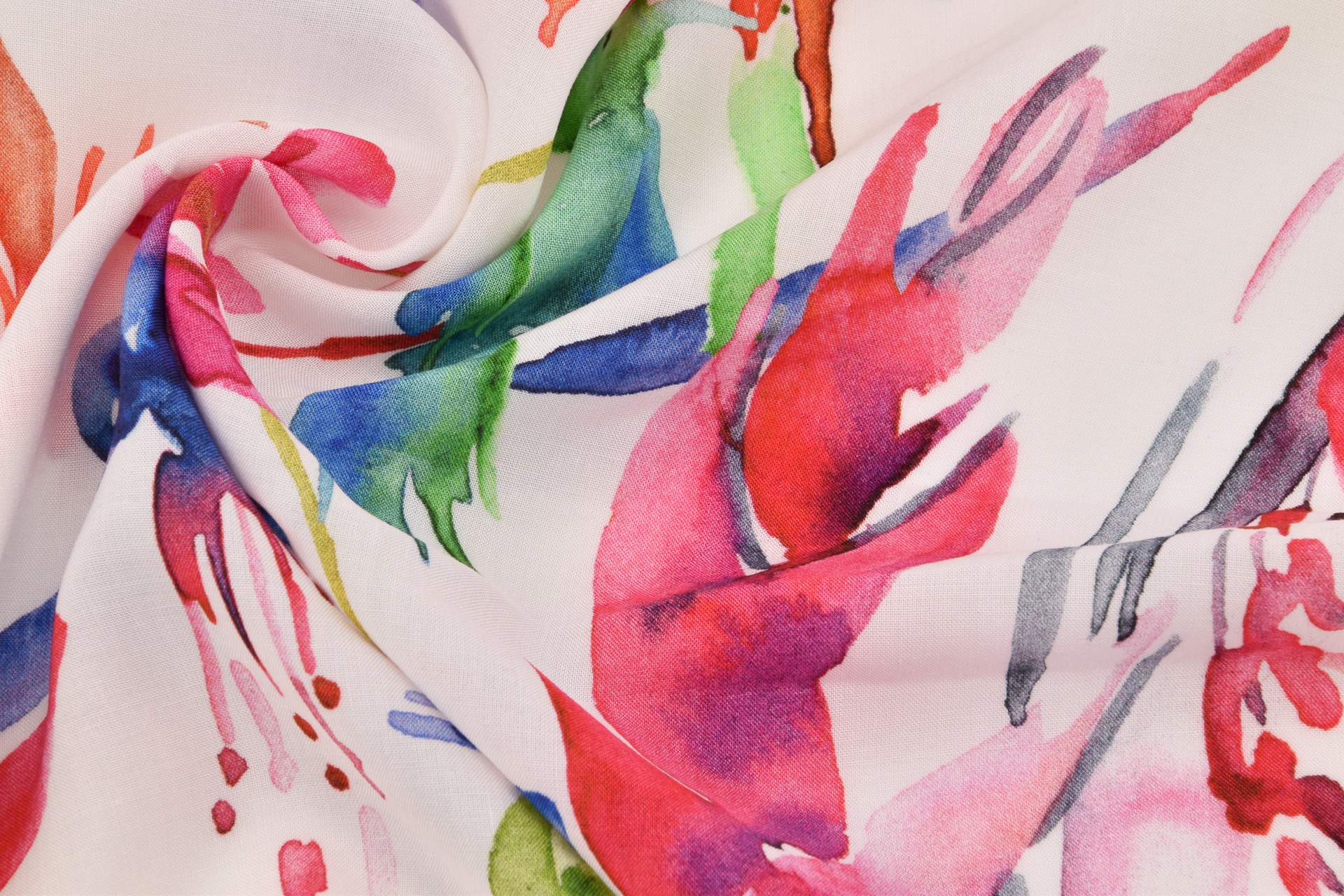Viskoseprint Vögel bunt