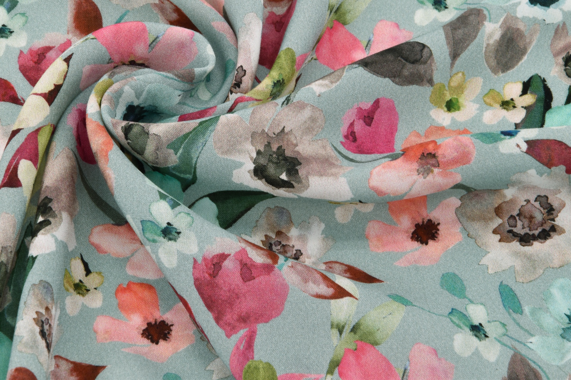 Viskoseprint Blumen Hellblau