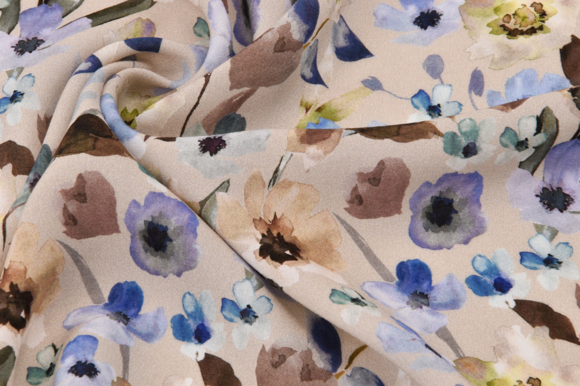 Viskoseprint Blumen Beige