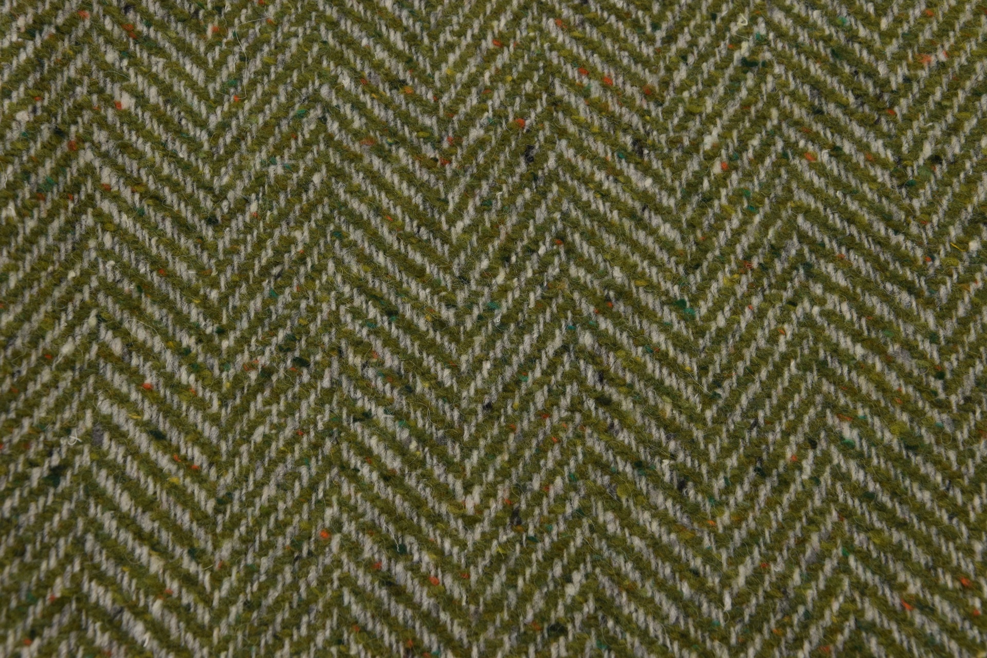 Donegal Tweed Style Fischgrat Grün-Wollweiß