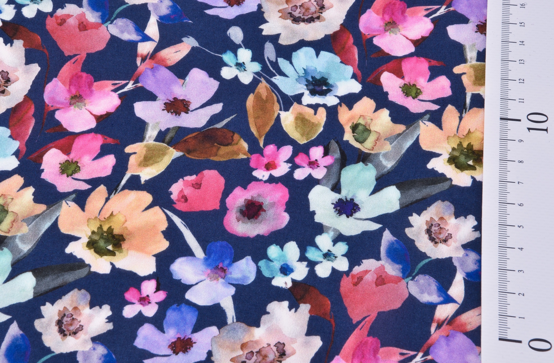 Viskoseprint Blumen Blau