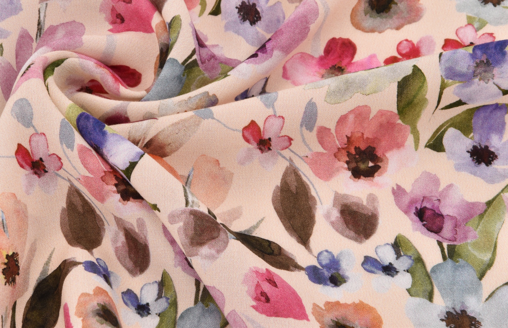 Viskoseprint Blumen Apricot