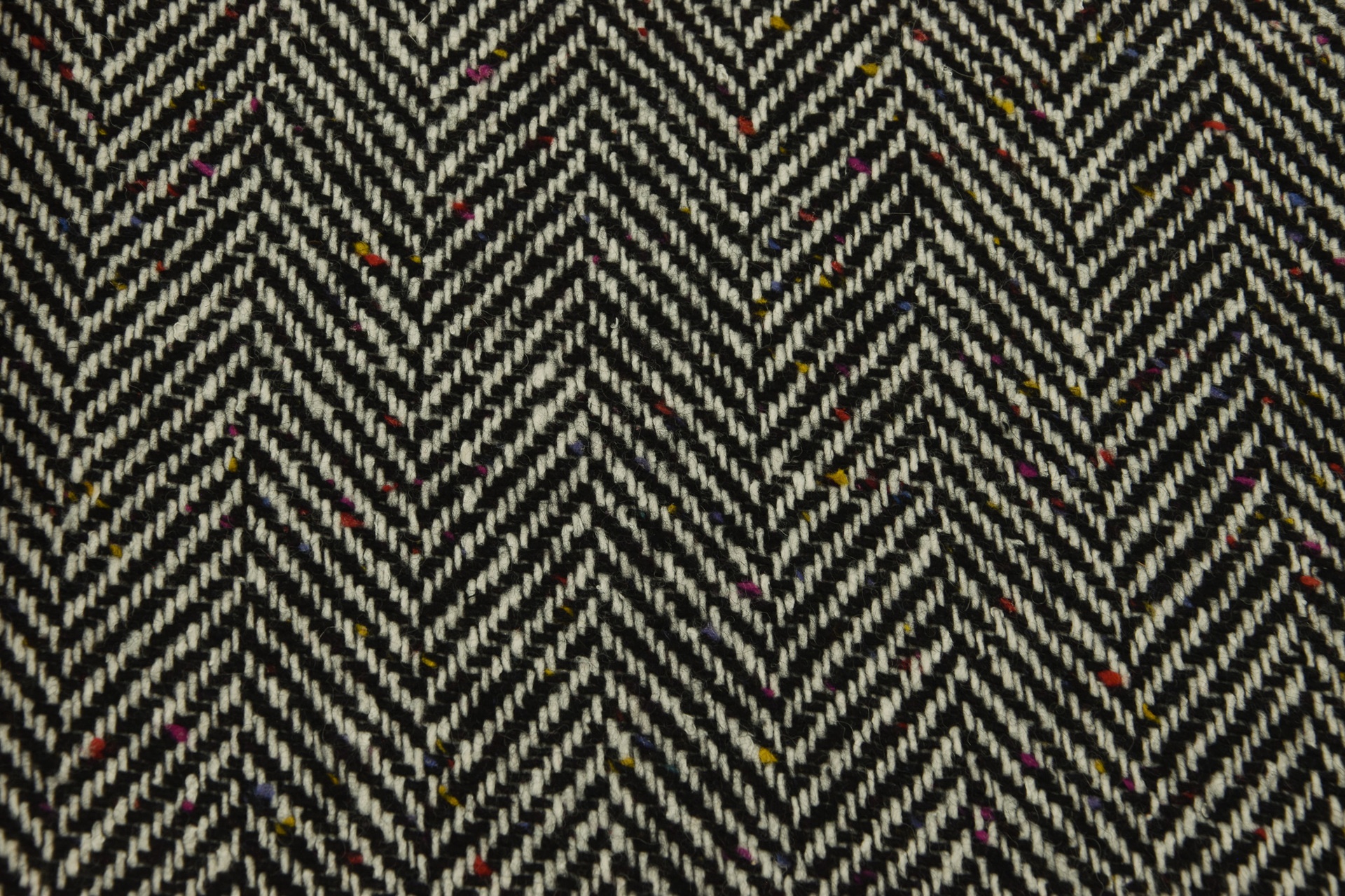 Donegal Tweed Style Fischgrat Schwarz-Wollweiß