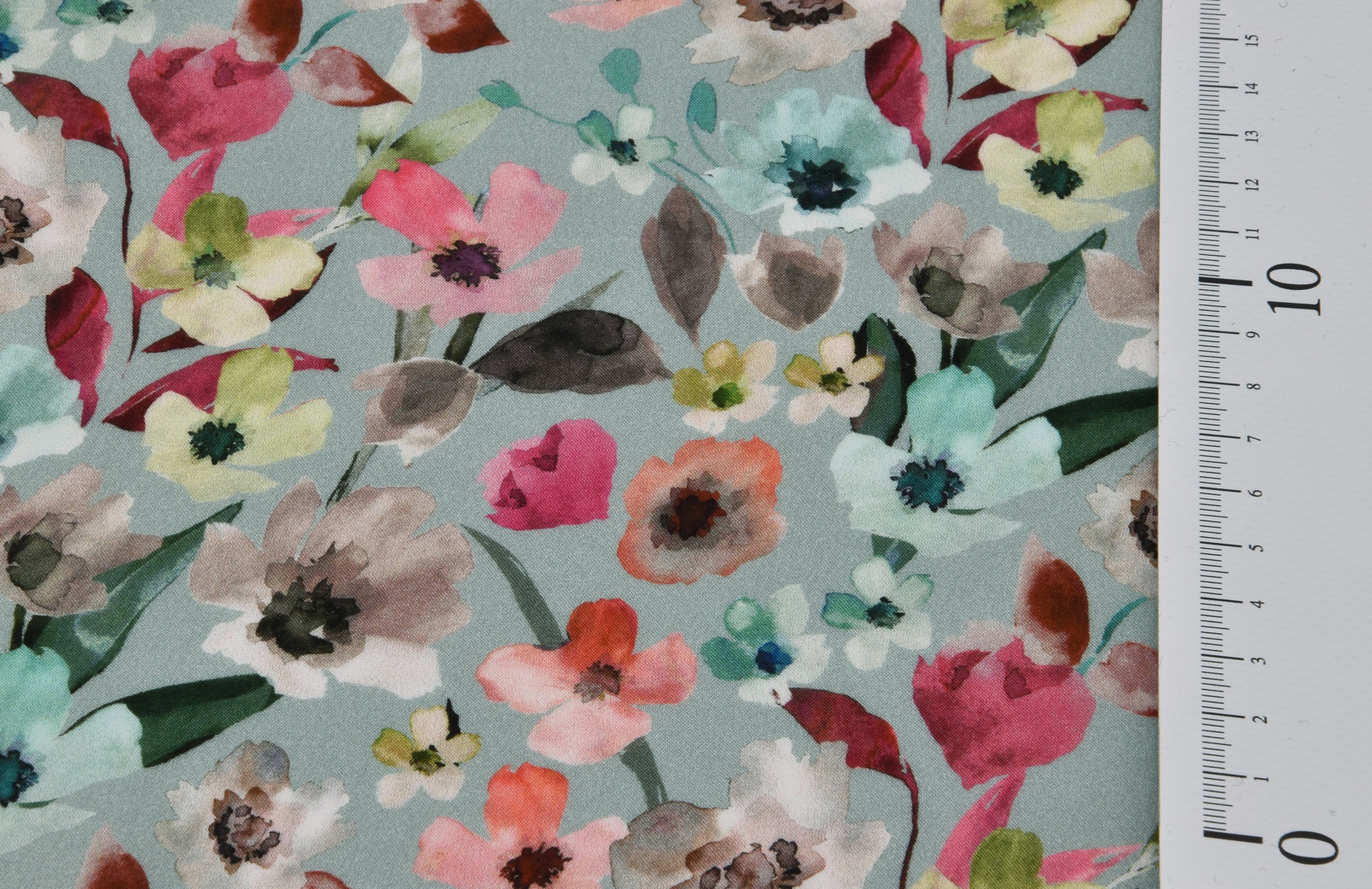 Viskoseprint Blumen Hellblau