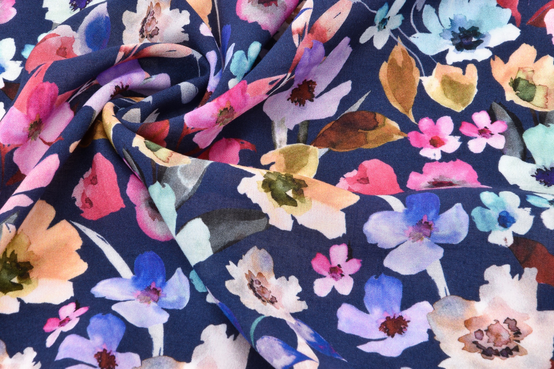 Viskoseprint Blumen Blau