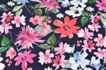 Viskoseprint Blumen dunkelblau