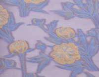 Organza Bestickt Gold / Blau