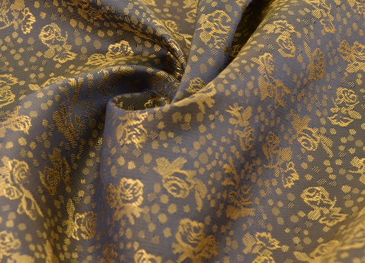 Futtertaft Floral Gold Grau