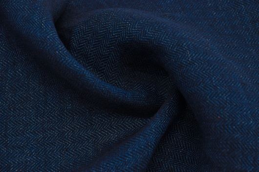 Leinenstoff Fischgrat Marine