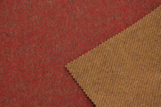 Wollmischung Doubleface Rot / Sand