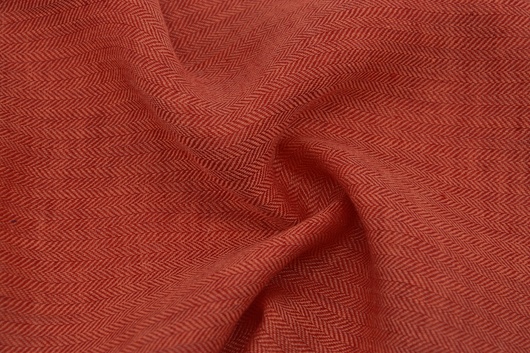 Leinenstoff Fischgrat Lachsrot