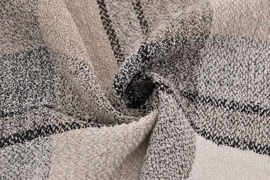 Leinenstoff Grau Beige Kariert