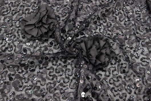 Paillettenstoff Viskose / PL Schwarz