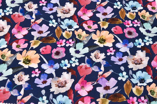 Viskoseprint Blumen blau